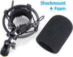 AT2020 Shock Mount with Windscreen, Shock Mount Stand with Foam Pop Filter for Audio Technica AT2020 AT2035 AT4040
