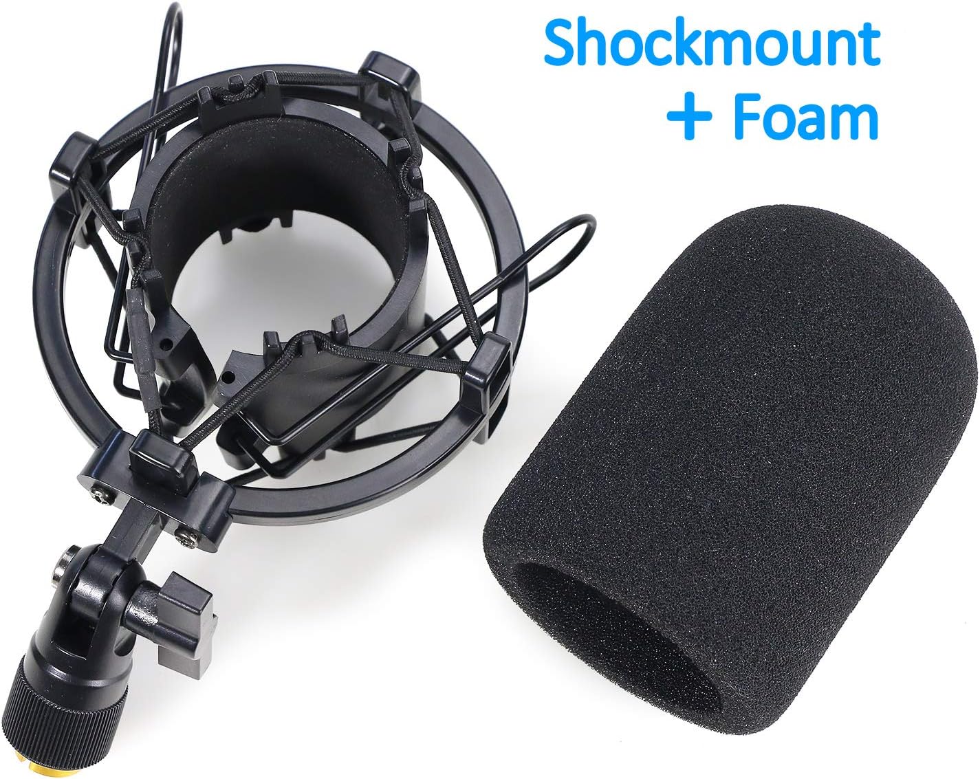 AT2020 Shock Mount with Pop Filter - Foam Windscreen with Microphone Shockmount Reduces Vibration Noise and Blocks