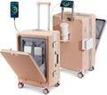 20 Inch Carry On Luggage with Front Pocket, Aluminum Frame Hardside Carry On Suitcase Airline Approved, Zipperless