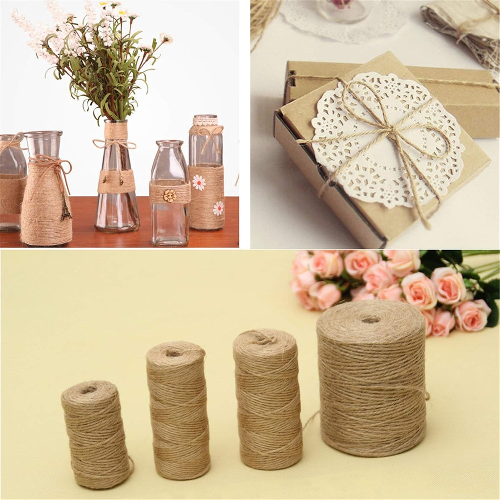 Qinlu-Natural Jute Twine Jute Baler Twine Burlap String, Hemp Rope Party Wedding Gift Wrapping Cords Thread DIY