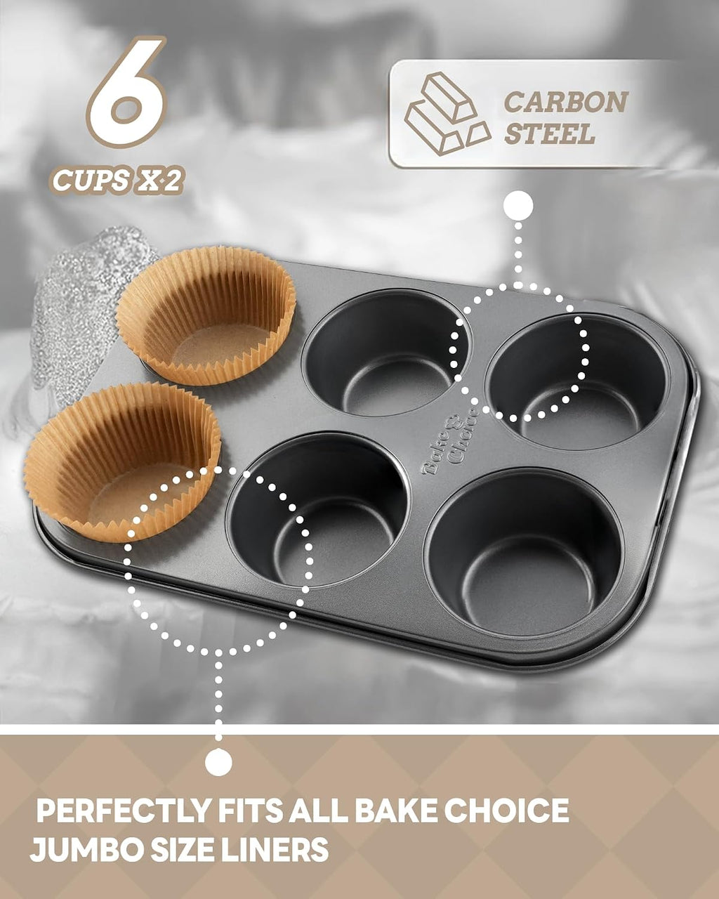 2 Jumbo Muffin Pan for Baking, Extra Large Cupcake Pan