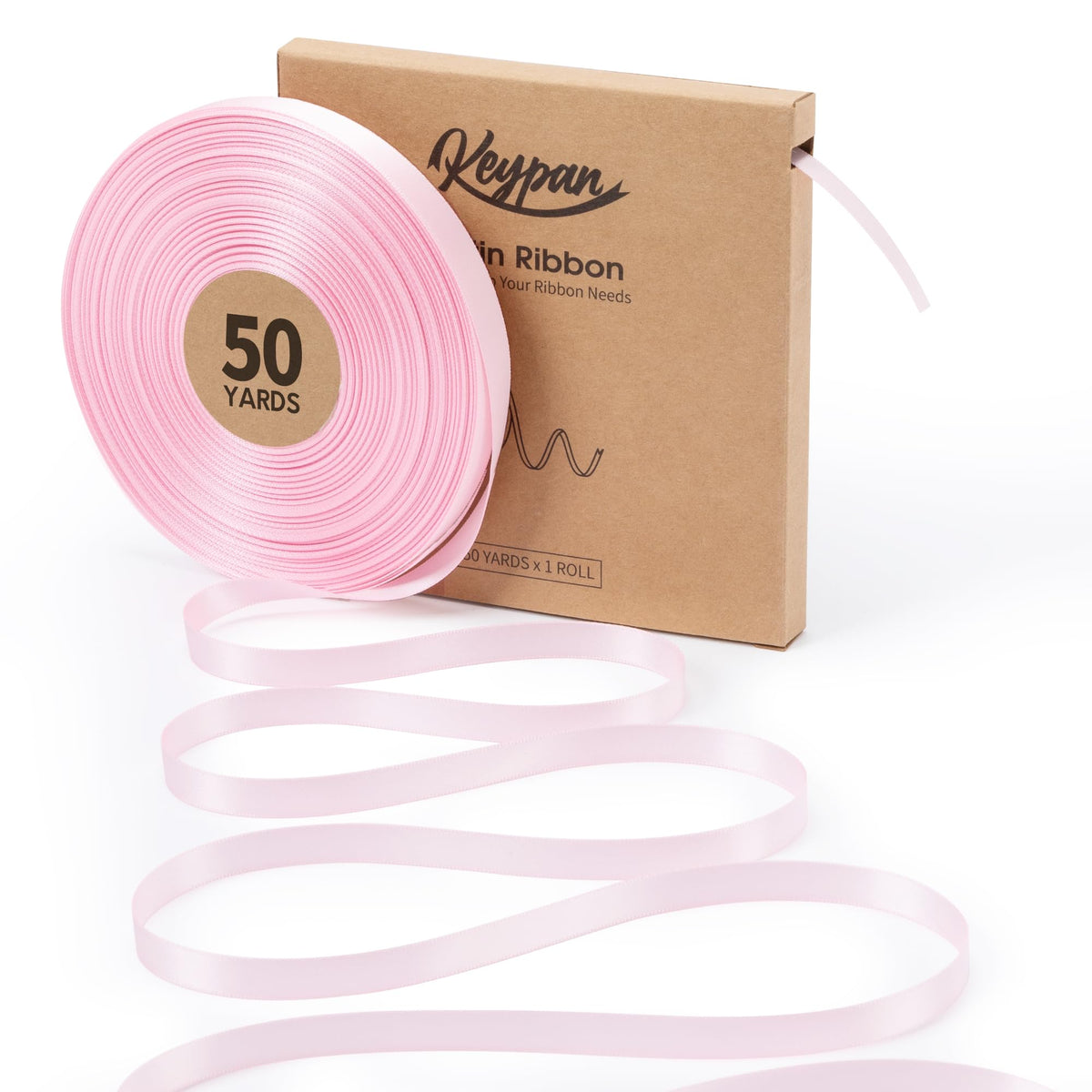 Pink Satin Ribbon, 3/8 Inch, 50 Yards