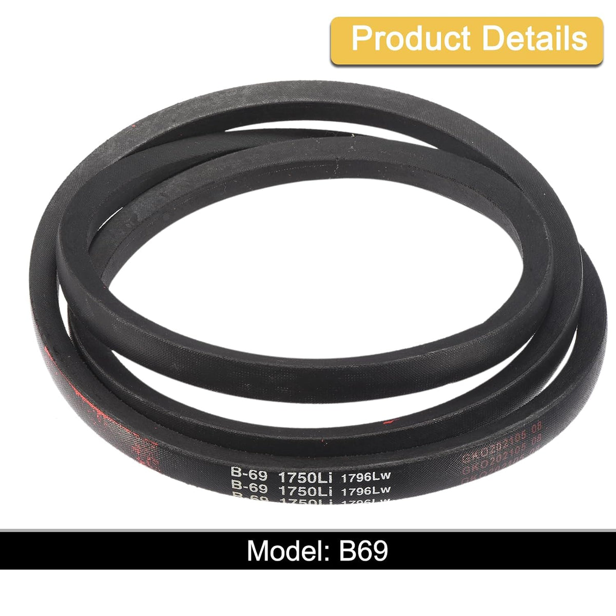 uxcell 3 Pack B69 Classic V-Belt, 72" Outside Circumference, Black, Industrial Rubber V-Belt