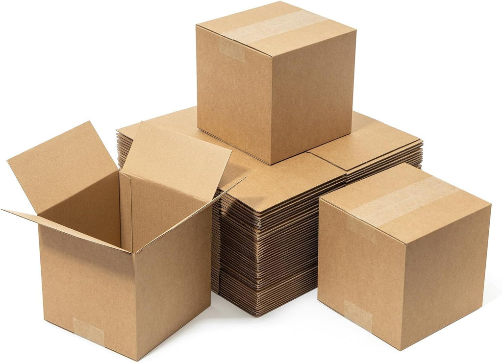 6x6x6" Shipping Boxes 50 Pack Small Corrugated Cardboard Box Brown