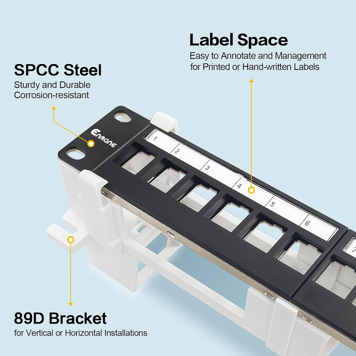 12 Port Blank Keystone Patch Panel Wall Mount 10inch with 89D Bracket Ethernet Patch Panel