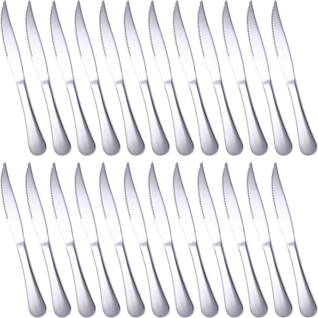 Serrated Steak Knives Set of 24, Kitchen Stainless Steel Steak Knife