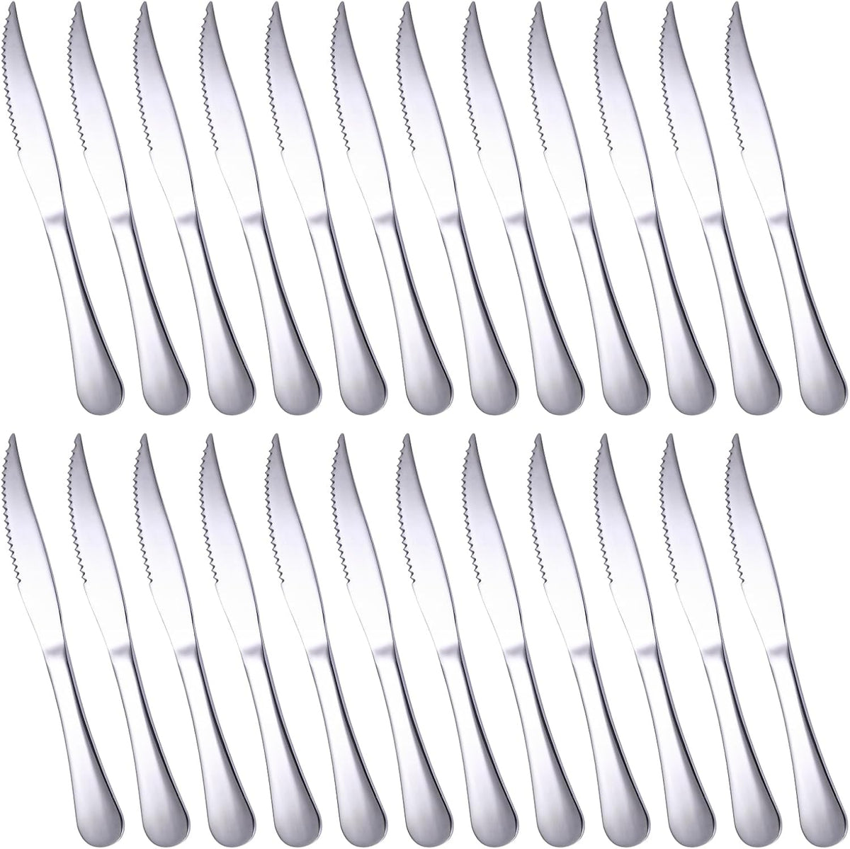 Serrated Steak Knives Set of 24, Kitchen Stainless Steel Steak Knife