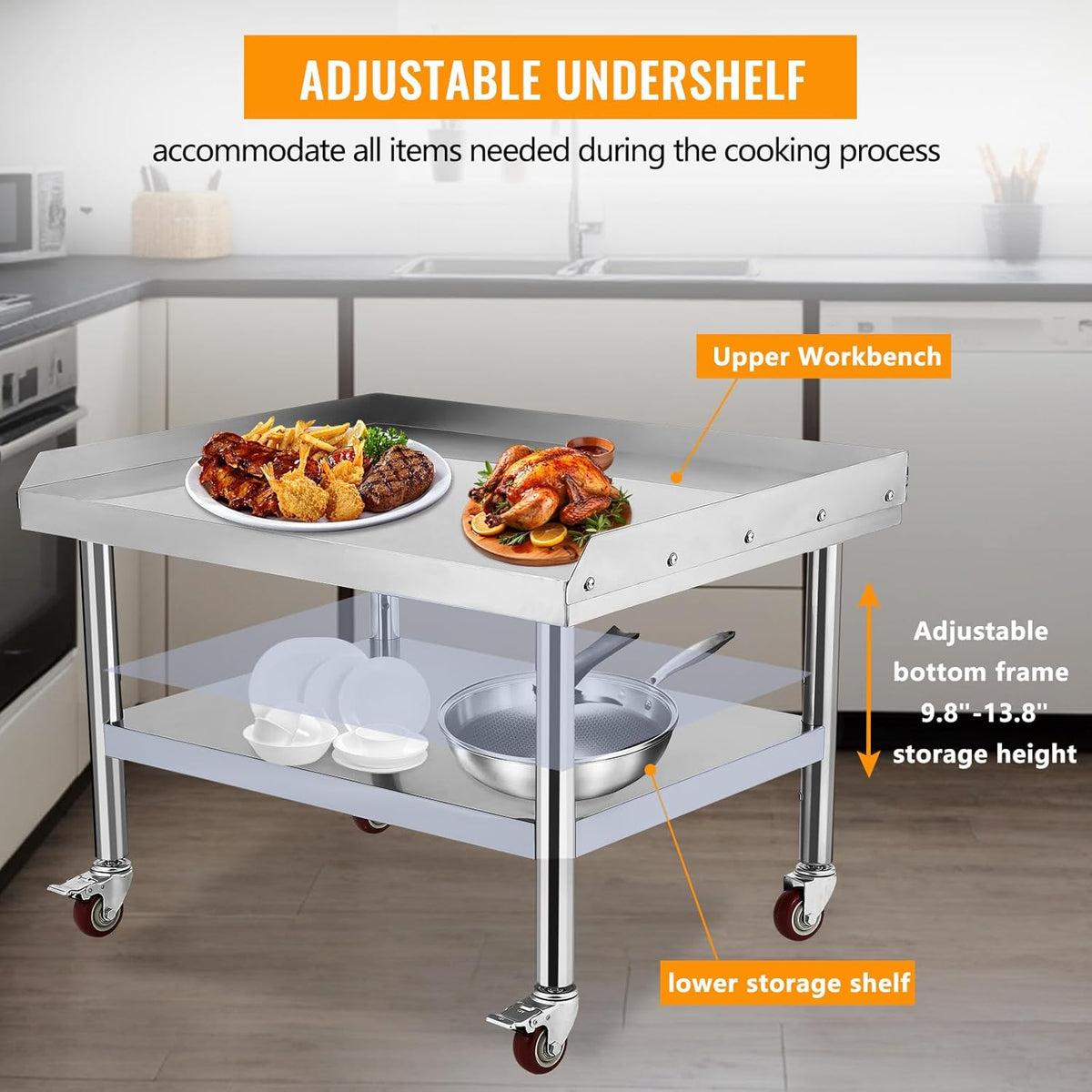 36 x 28'' Stainless Steel Commercial Work Table,1000lbs Capacity