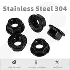 #8-32 Serrated Flange Hex Lock Nuts Flanged Locknuts, 304 Stainless Steel 18-8 Black Finish, 50 PCS