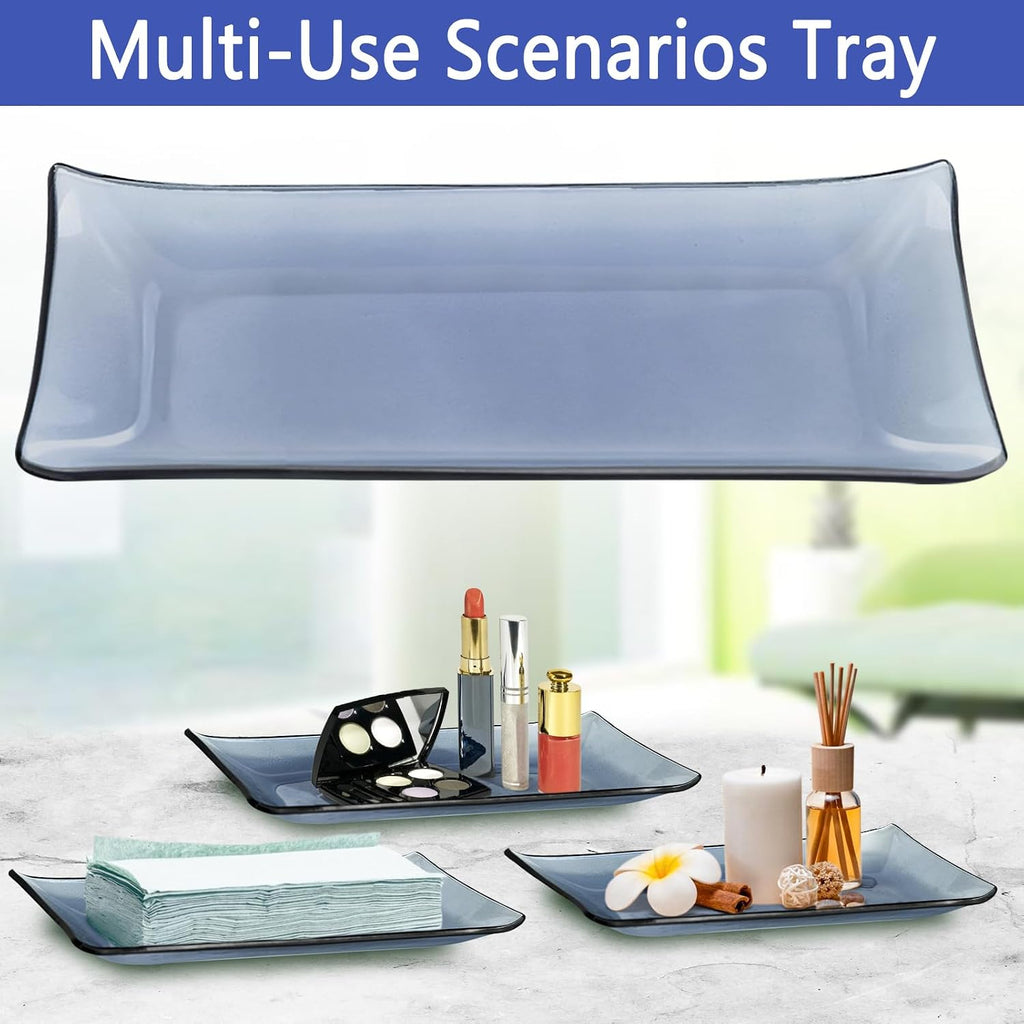 Glass Bathroom Accessories Set, Blue Bathroom Set, 4 Pcs | Kit w/ Bathroom Soap Dispenser Set, Toothbrush Holder
