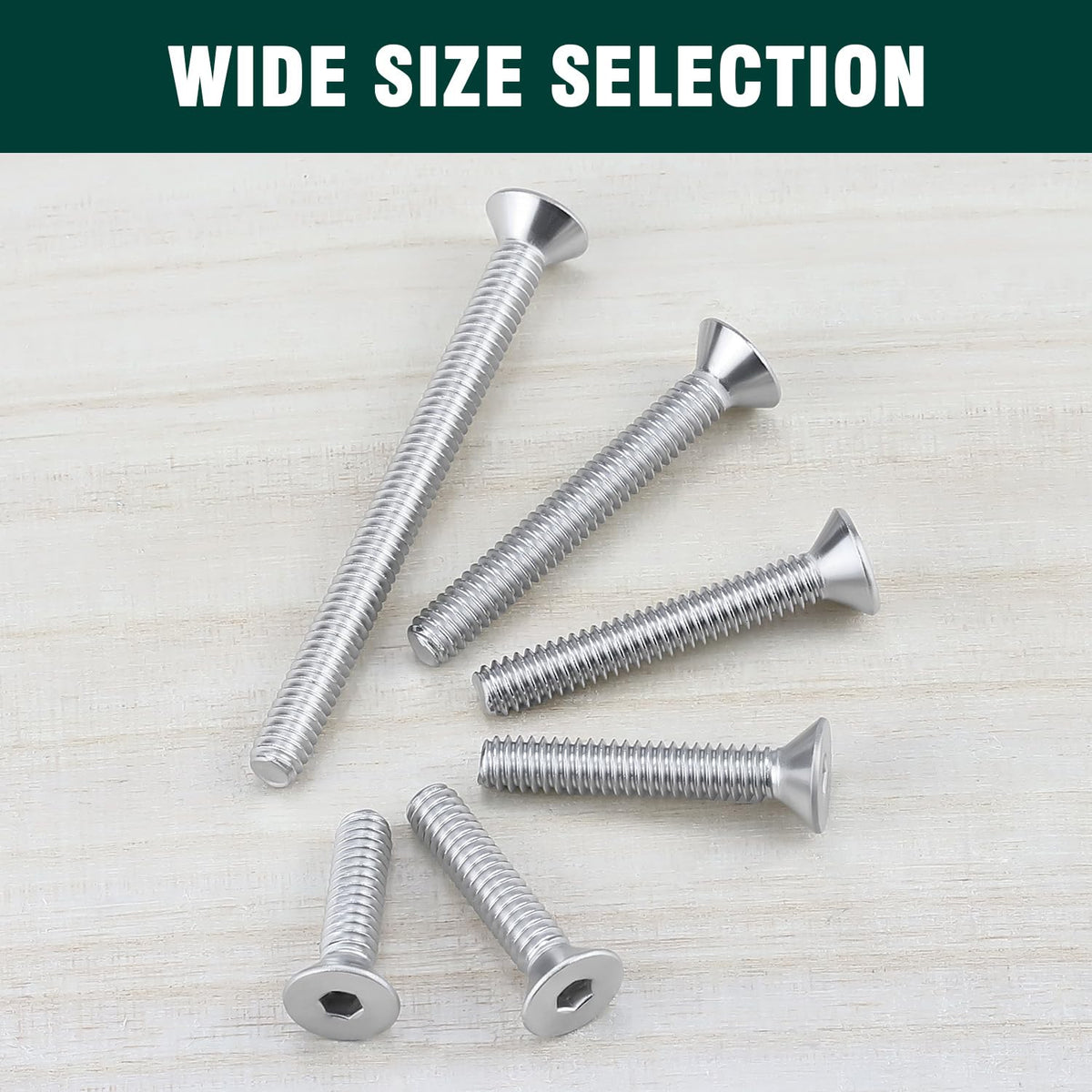 1/4-20 x 2-1/2" Flat Countersunk Head Socket Cap Screws, Full Machine Thread Coverage, Allen Hex Drive, 304 Stainless Steel 18-8 SS, 25 PCS