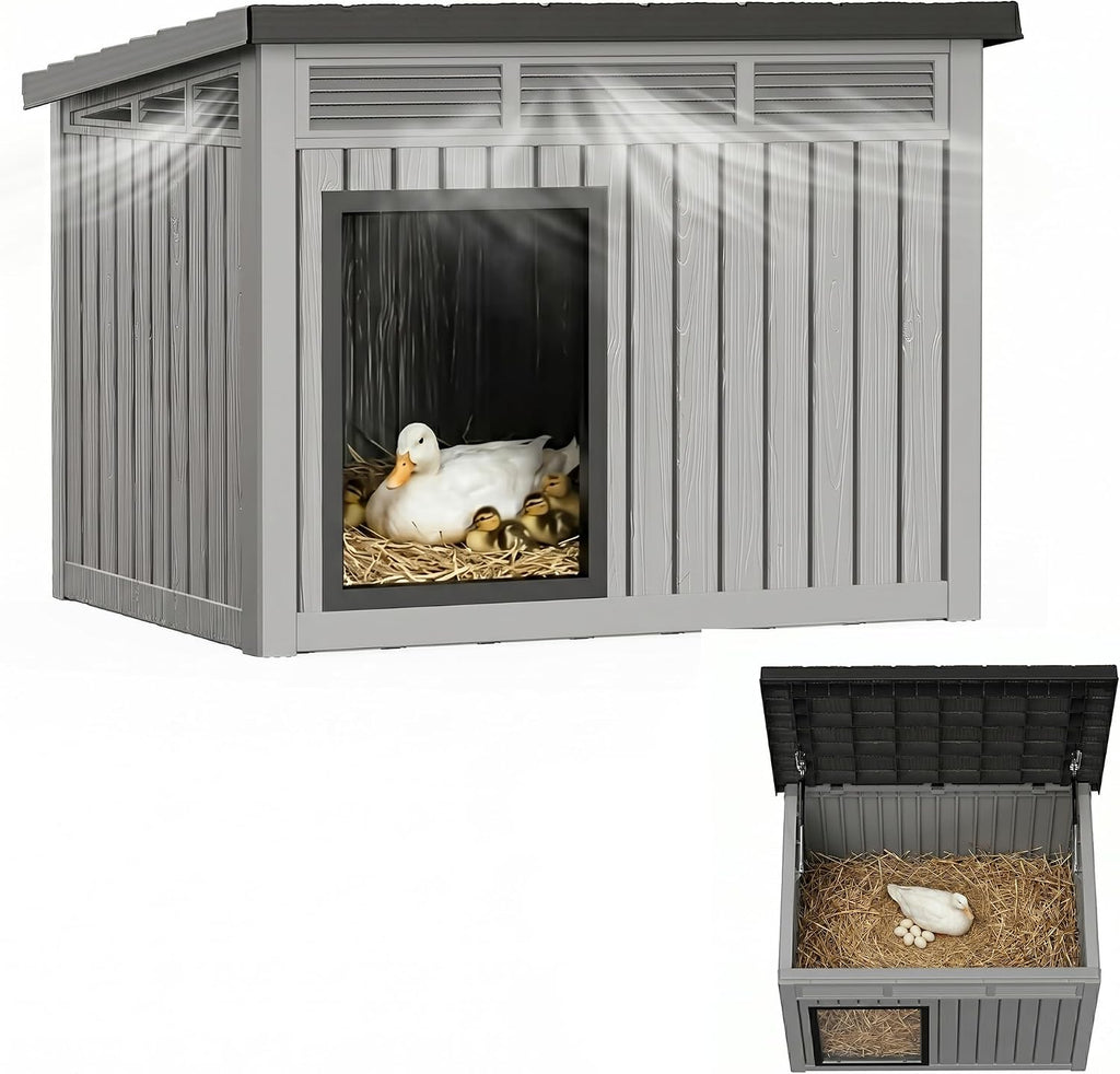 Outdoor Duck House, PP Resin, Gray