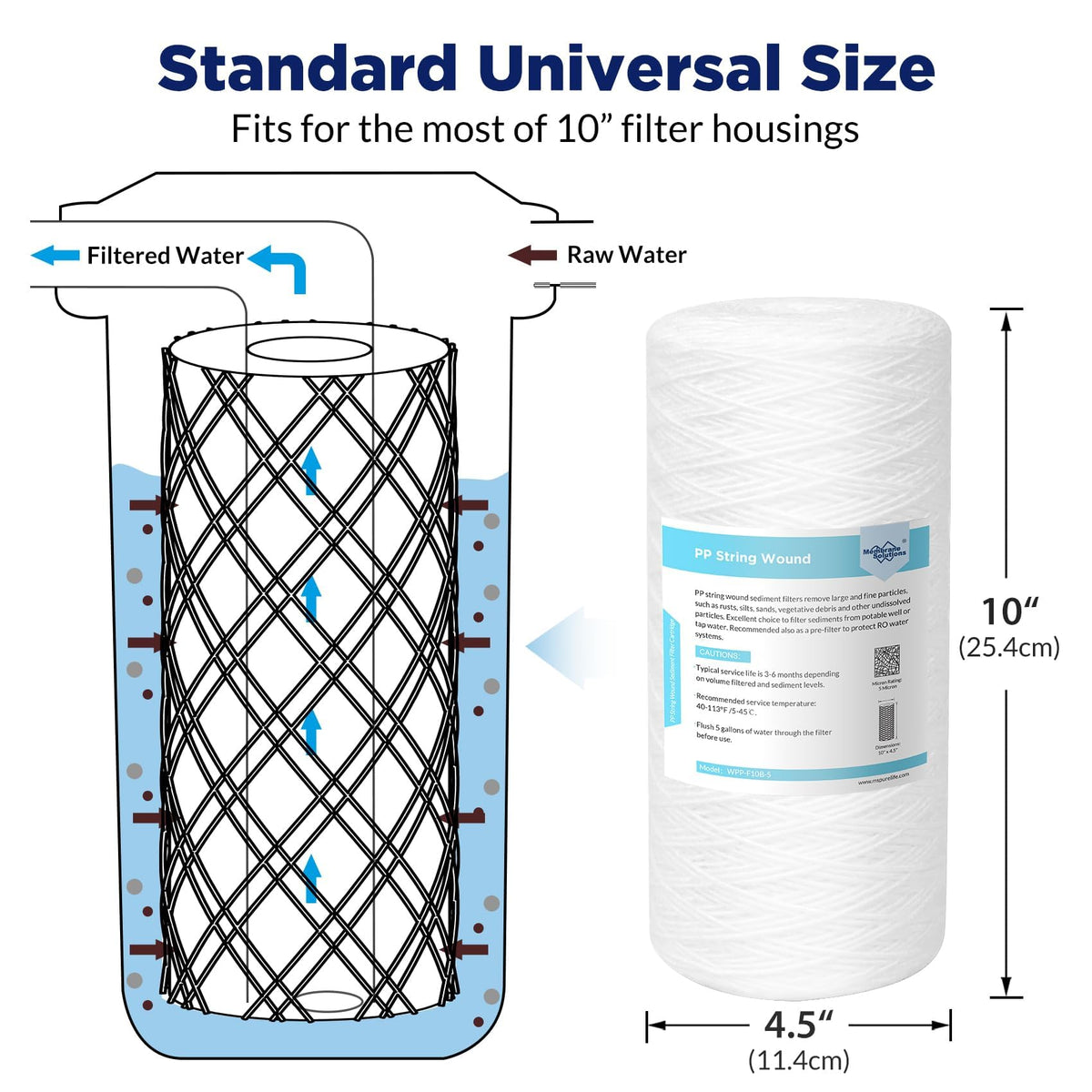 Membrane Solutions String Wound Whole House Water Filter Replacement