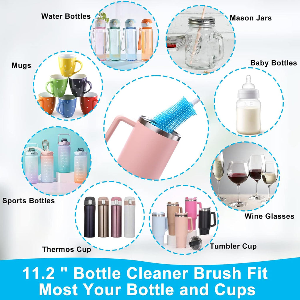 Water Bottle Cleaner Brush Kit for Owala/Stanley/Yeti Tumbler Cup | Multifunctional Bottle Brush and Long Straw