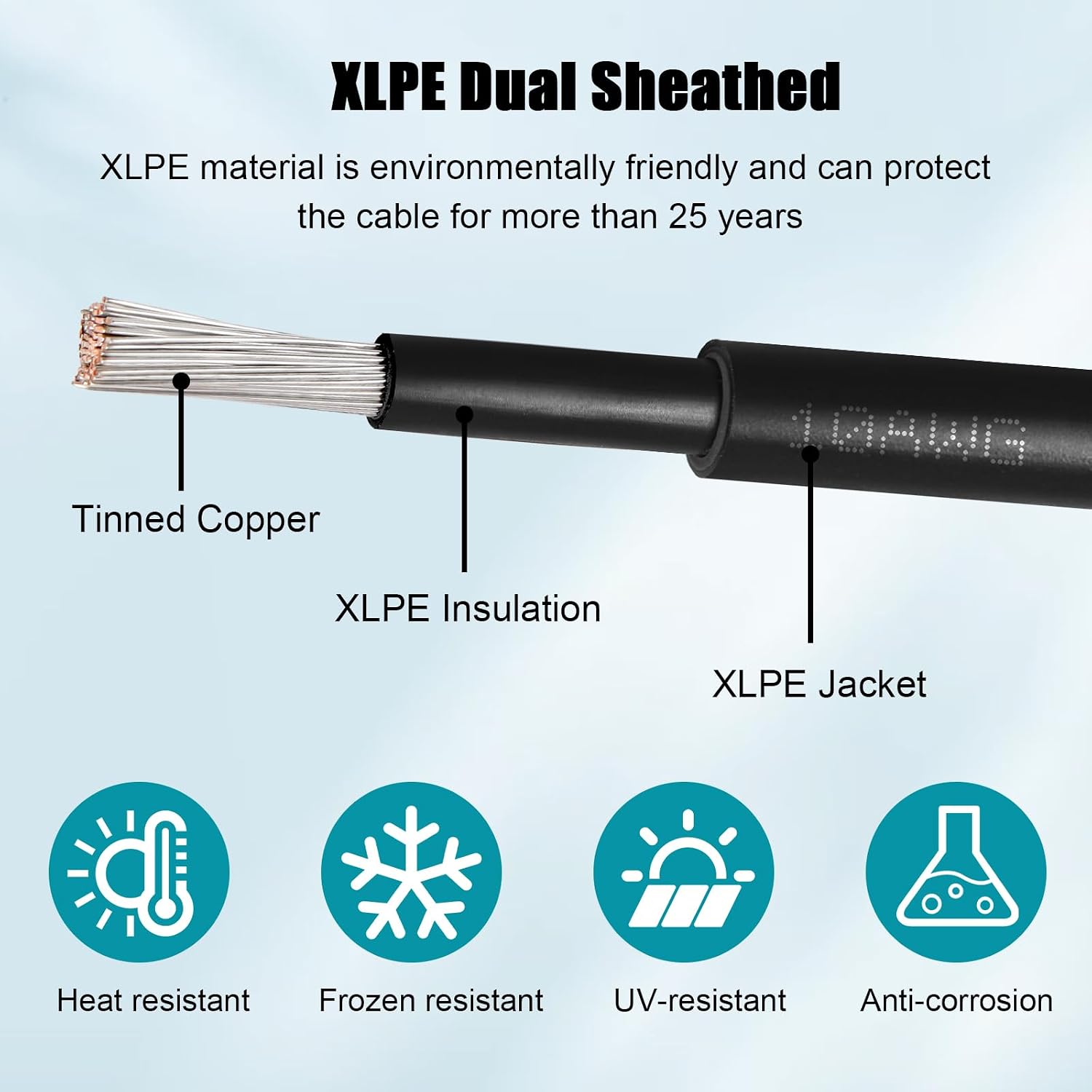 10 AWG Solar Extension Cable 2FT Black + 2FT Red, 10 Gauge Solar Panel Wire Male to Female Tinned Copper Wire for