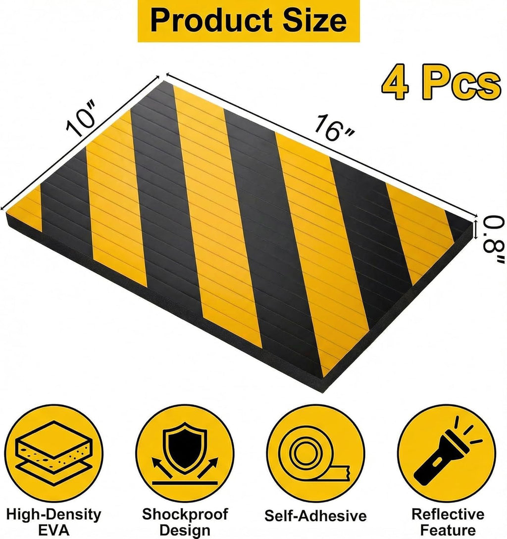 4 Pack Garage Wall Protector, Foam Wall Column Corner Guard Garage Bumper for Parking Car, Reflective Wall Edge