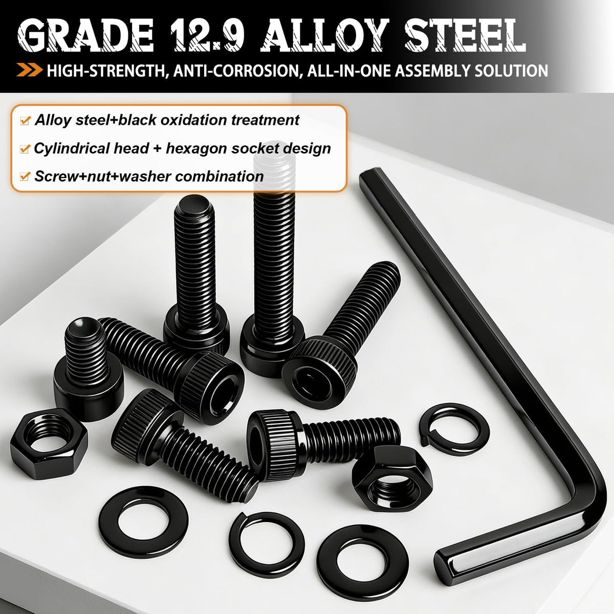 304PCS M5 Bolts Assortment Kit, Hex Socket Head Cap Screws Nuts