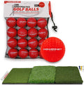 Foam Golf Balls & Tri-Turf Mat Bundle, Portable 25" x 16" Hitting Space, Golfing Accessories Training Aid to Improve