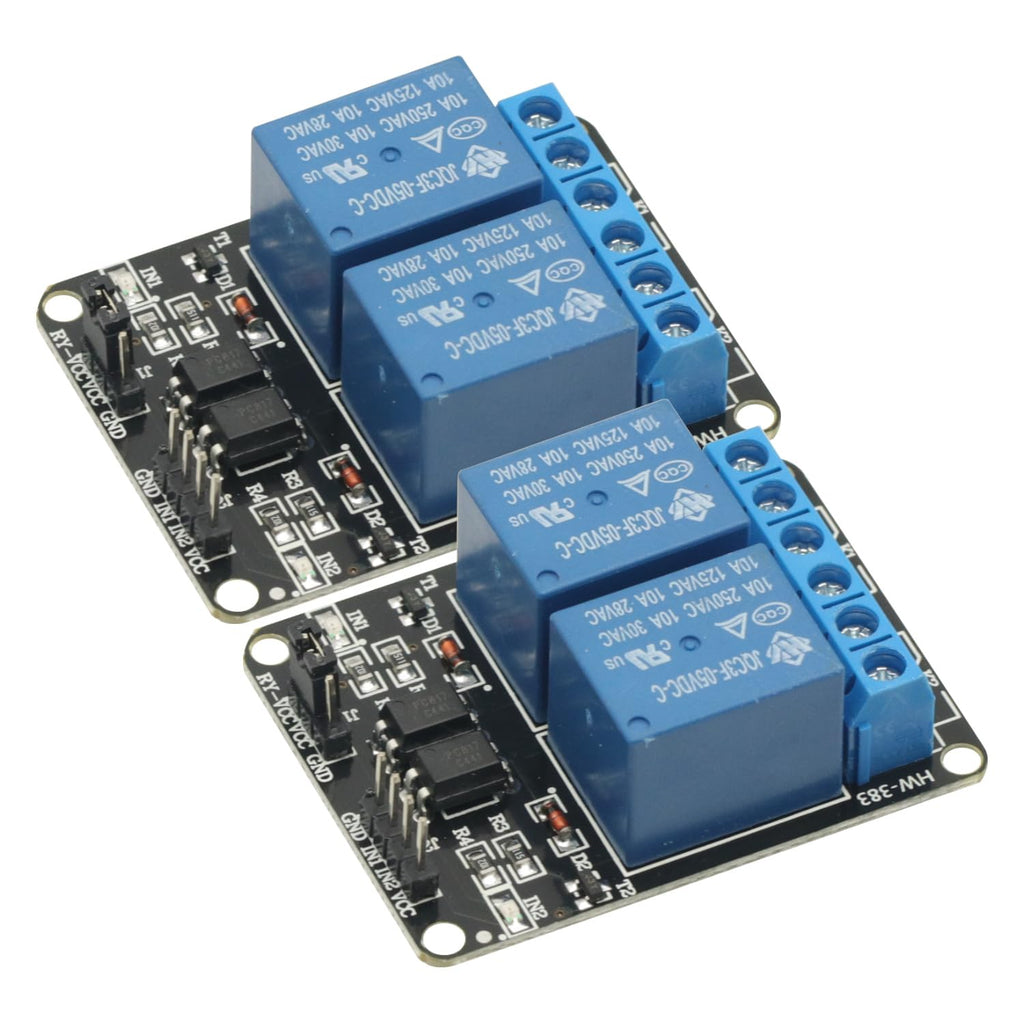 2Pcs 5V 2 Channel DC 5V Relay Module High and Low Level Trigger with Optocoupler Isolation Relay Module for Arduino Relay