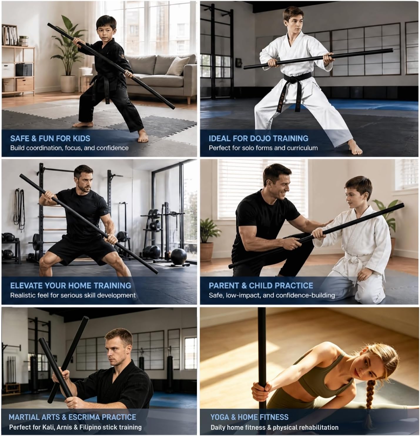 Collapsible Bo Staff 4ft & 6ft Detachable Foam Training Staff – Lightweight with Carry Bag, Safe Non-Slip Thickened