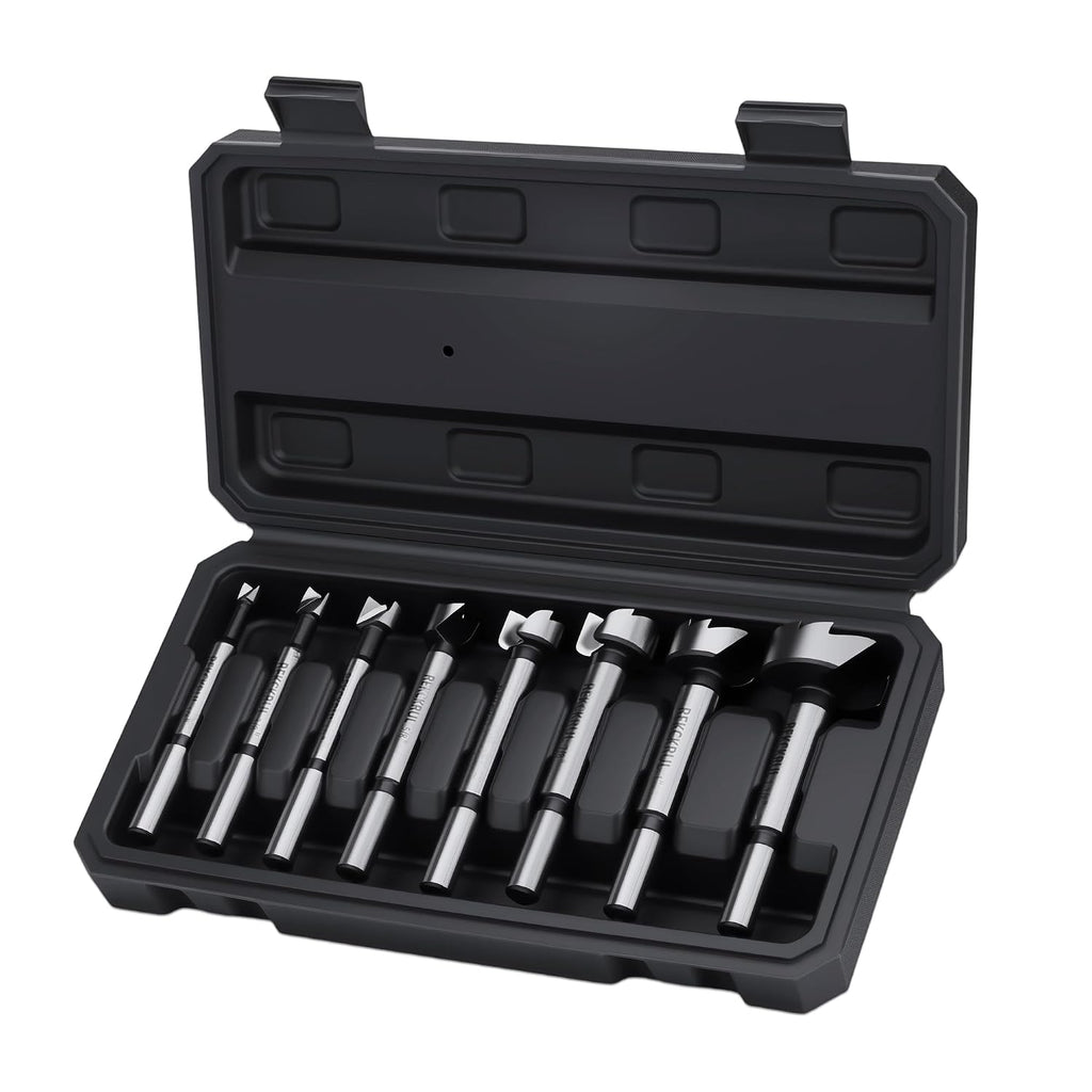 Forstner Bit Set 8Pcs - Forstner Drill Bit for Woodworking | Hinge Cutter for Hardwood, Plywood, Plastic