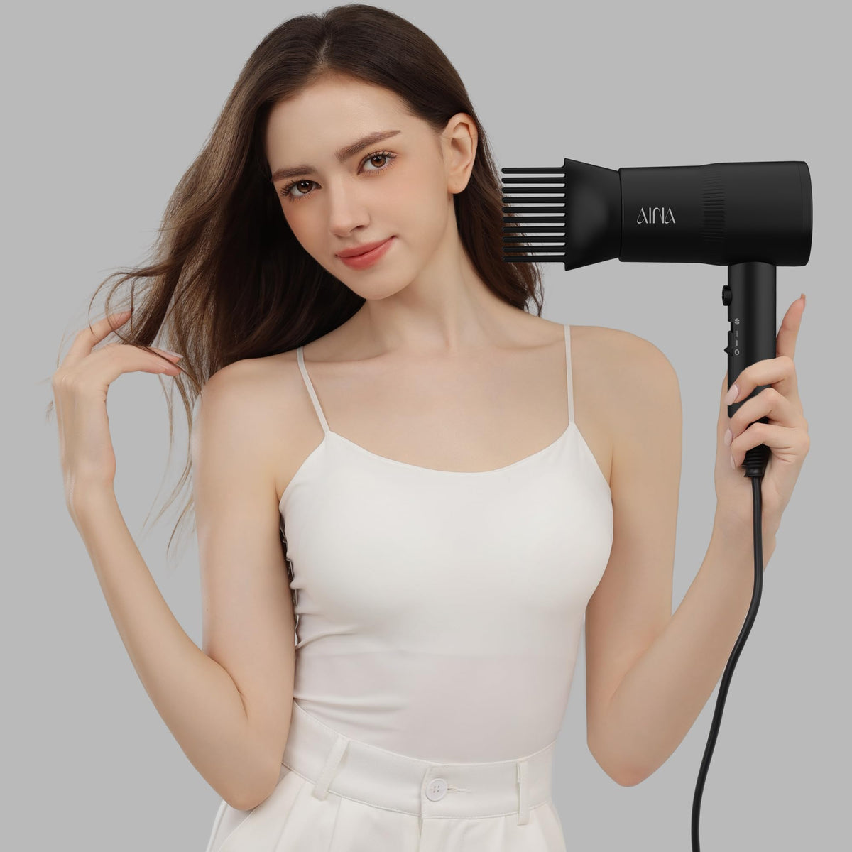 Hair Dryer with Diffuser,Comb Full-Featured Blow Dryer 110V(Black)