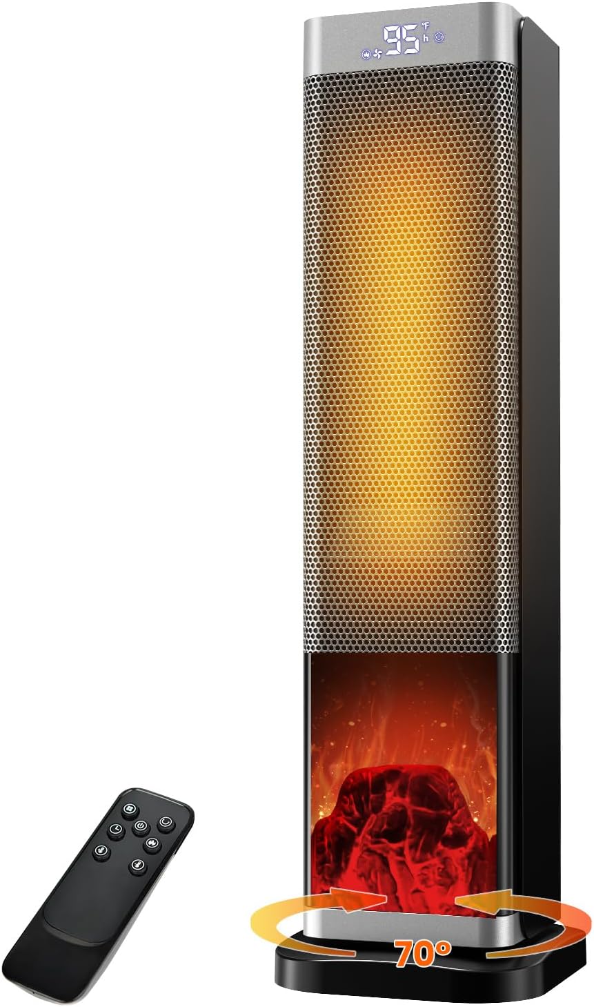 Space Heaters for Indoor Use, 1500W PTC Ceramic Electric Heater with Thermostat, Room Temperature Display, 70°