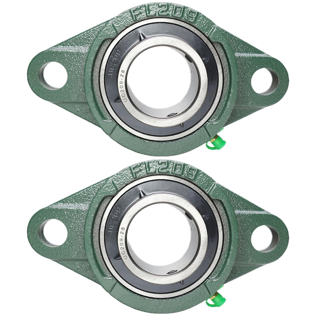 2 Pack UCFL209-28 Pillow Block Bearing – Flange 2 Bolt Mounted Pillow Block Bearings – Bearing Steel Bearings with 1-3/4" Bore - Self-aligning Bearings with Solid Cast Iron Base