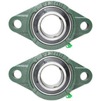 2 Pack UCFL209-28 Pillow Block Bearing – Flange 2 Bolt Mounted Pillow Block Bearings – Bearing Steel Bearings with 1-3/4" Bore - Self-aligning Bearings with Solid Cast Iron Base