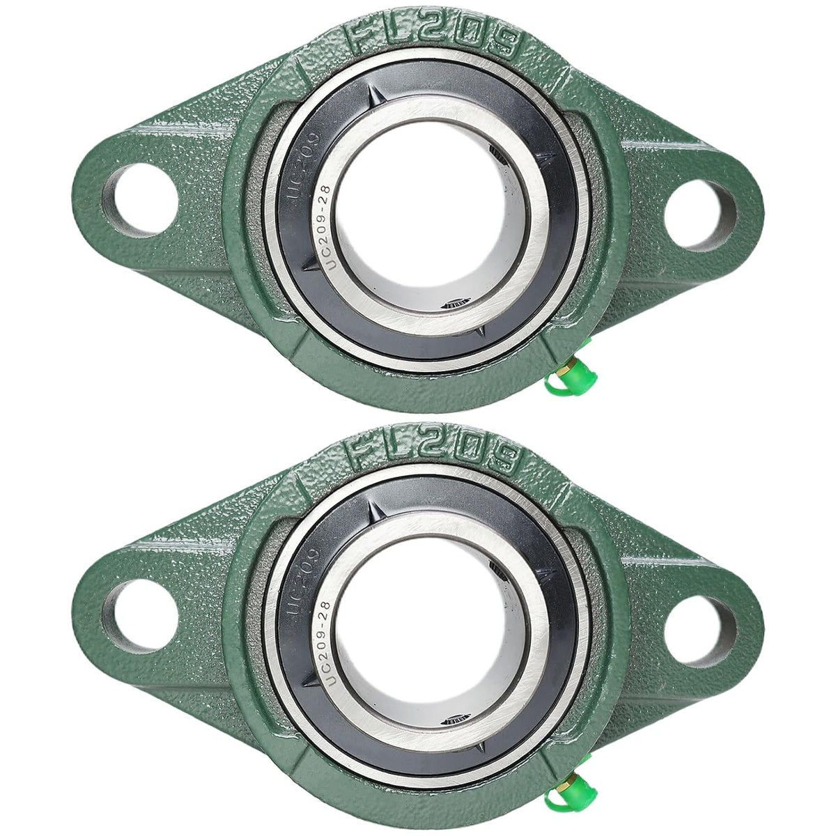 2 Pack UCFL209-28 Pillow Block Bearing – Flange 2 Bolt Mounted Pillow Block Bearings – Bearing Steel Bearings with 1-3/4" Bore - Self-aligning Bearings with Solid Cast Iron Base