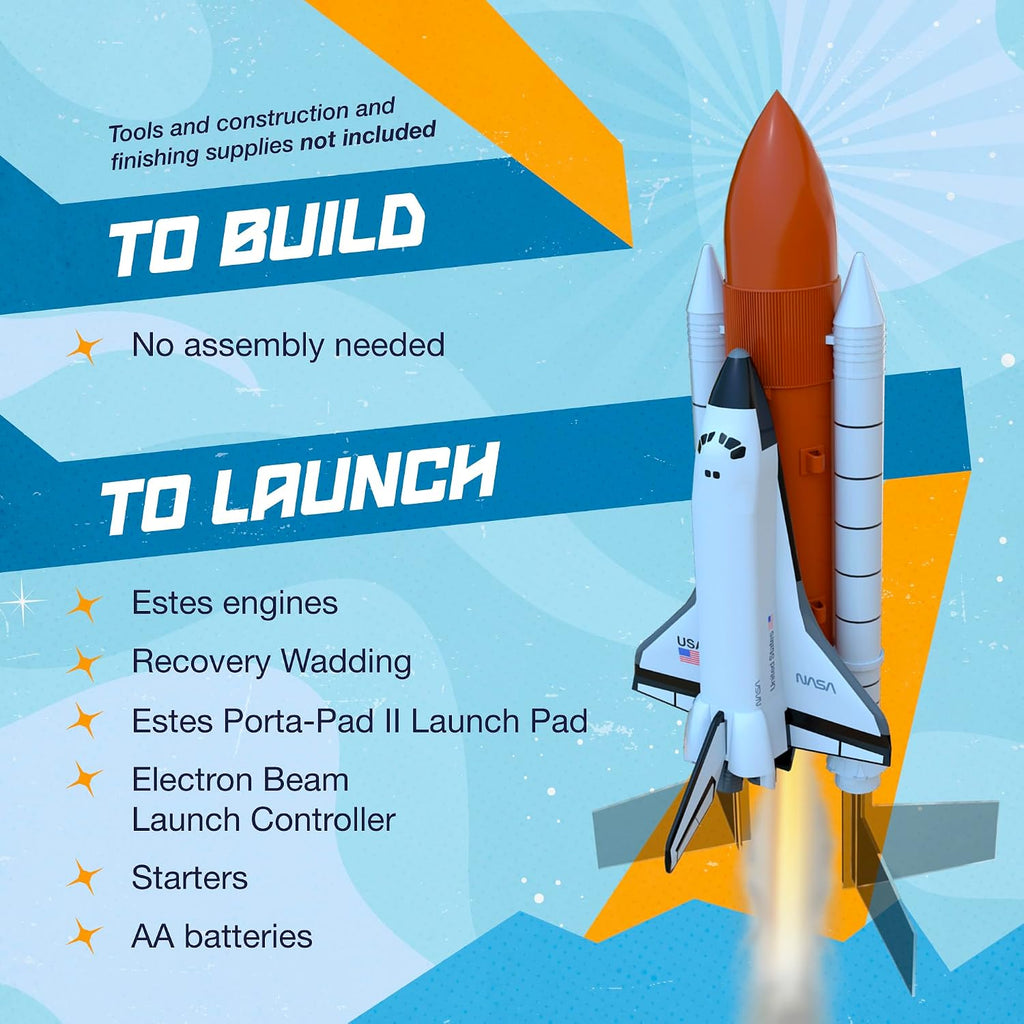 009991 Space Shuttle Model Rocket - Launch Up to 600 ft - Replica Rocket for Kids, Teens, & Adults - No Assembly