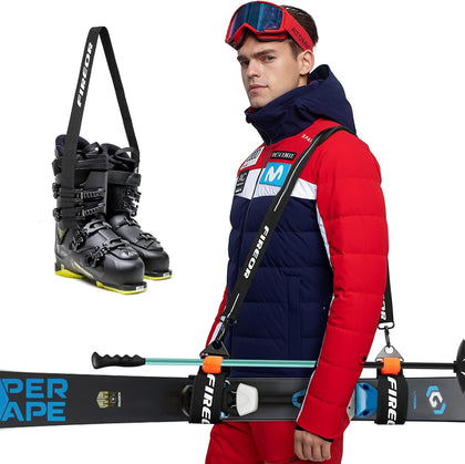 Ski Carrier Strap, Snowboard, Pole and Boot Carry Sling Band Kit Father's Day Gifts for Family Dad Men Women & Kids