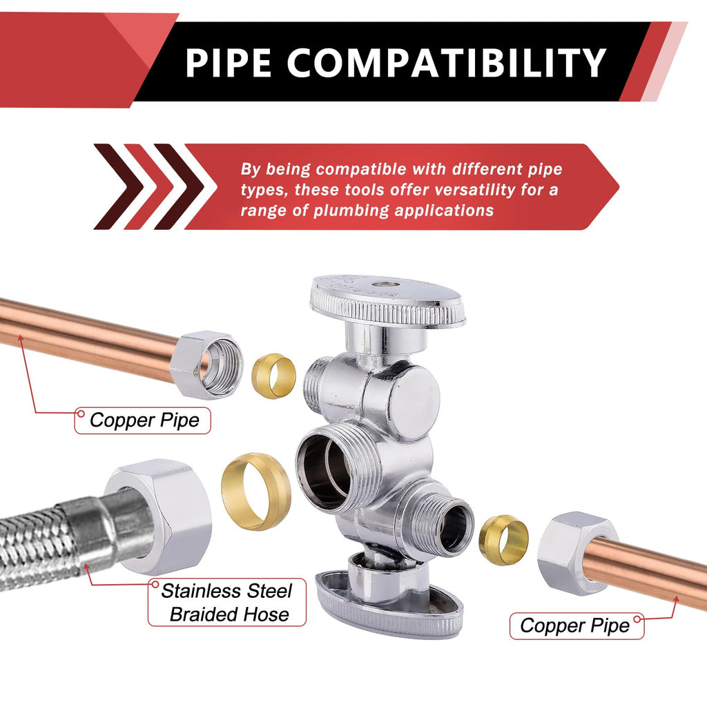 2Pcs EFIELD Angle Comp Stop Valve, 2 Shutoff Handle,3/8"OD(VALVE134-2)