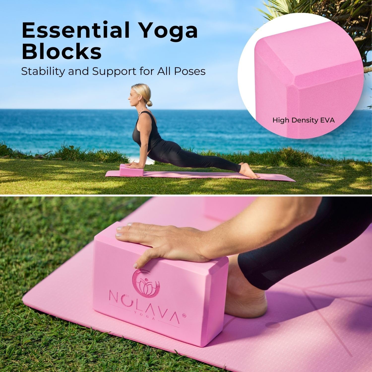 Nolava Yoga Mat with Bag – 72 x 24 inch, 1/4 inch Thick Non-Slip Mat – Includes Slap Band, Black Zippered Carry Tote