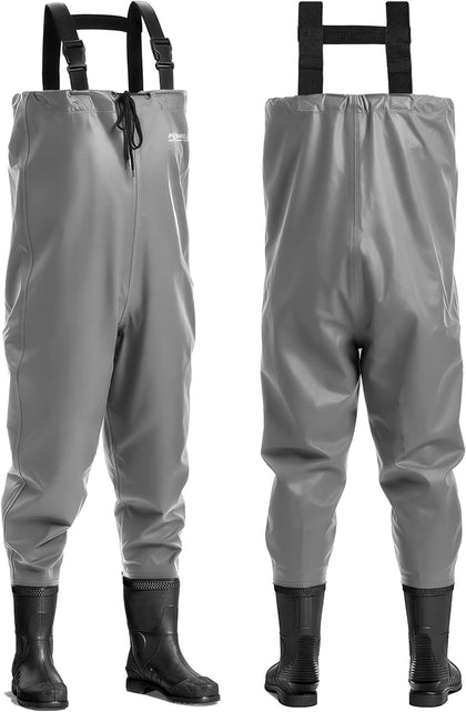 Chest Waders - 2-ply Nylon/PVC Waterproof Lightweight Fishing Waders for Men & Women with Boots