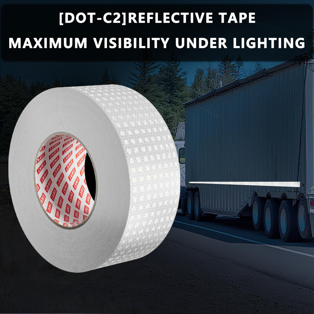 Reflective Tape 2 Inch x 30 Feet DOT-C2 Shining Star Fade Resistant White Reflective Tape Outdoor Waterproof Strong