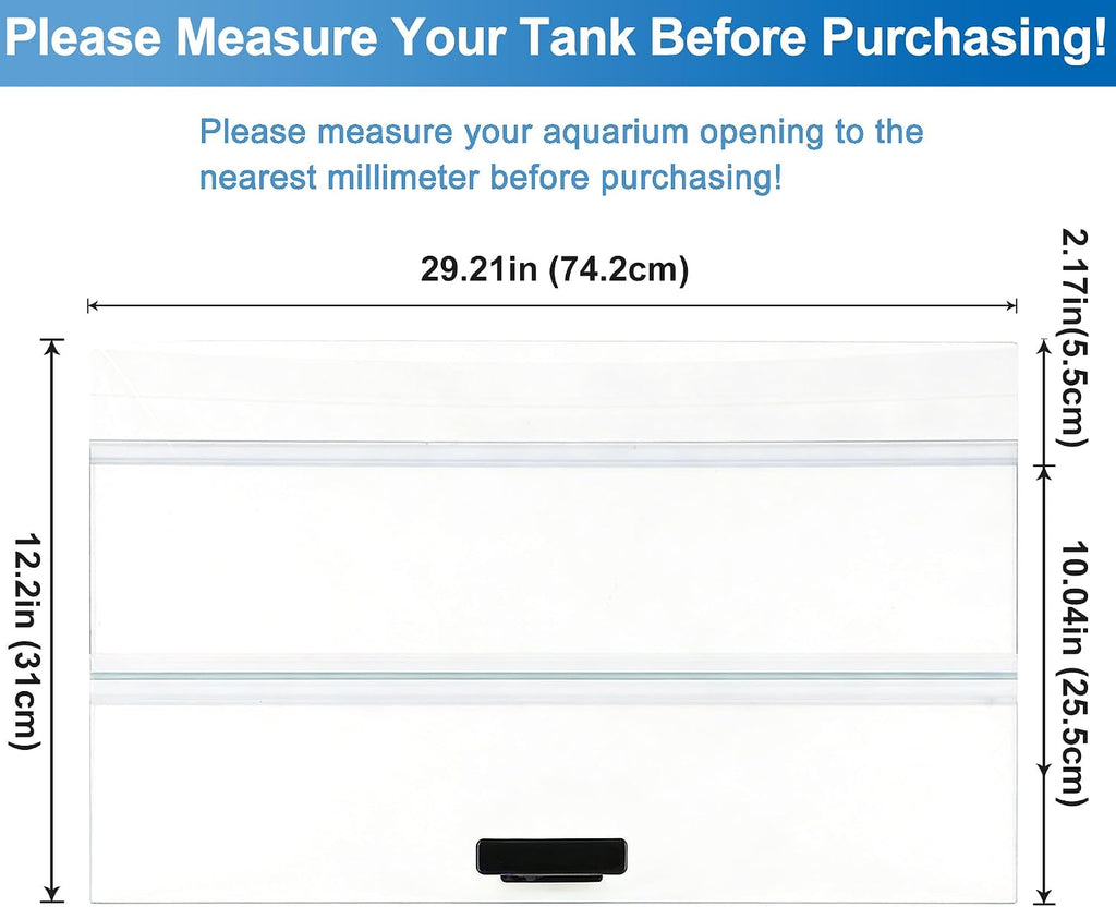 HeliumX 29.21 x 11.69 x 0.16in Aquarium Lid Clear Tempered Glass Canopy