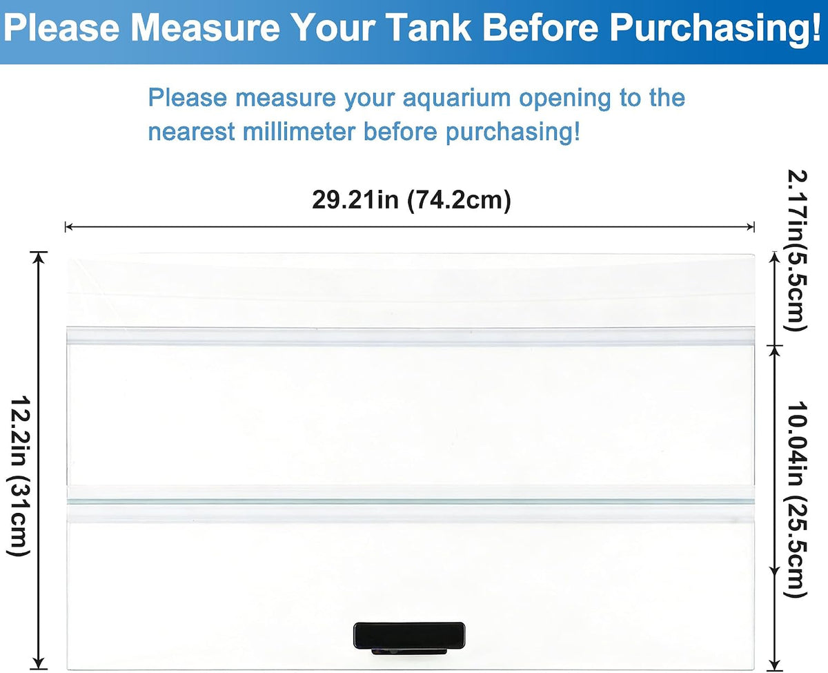 HeliumX 29.21 x 11.69 x 0.16in Aquarium Lid Clear Tempered Glass Canopy