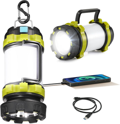 LED Camping Lantern Flashlight Rechargeable(Pack of 1), Consciot Portable Torch with 6 Light Modes, 3600mAh Power
