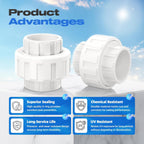 4 PCS 1-1/2" PVC Union Coupling Pipe Fitting, Slip Joint Adapter PVC Connectors (Socket x Socket), Built-in EPDM O-Ring, Schedule 40, Ideal for Pool Pump, Irrigation Systems, Plumbing, DIY Projects