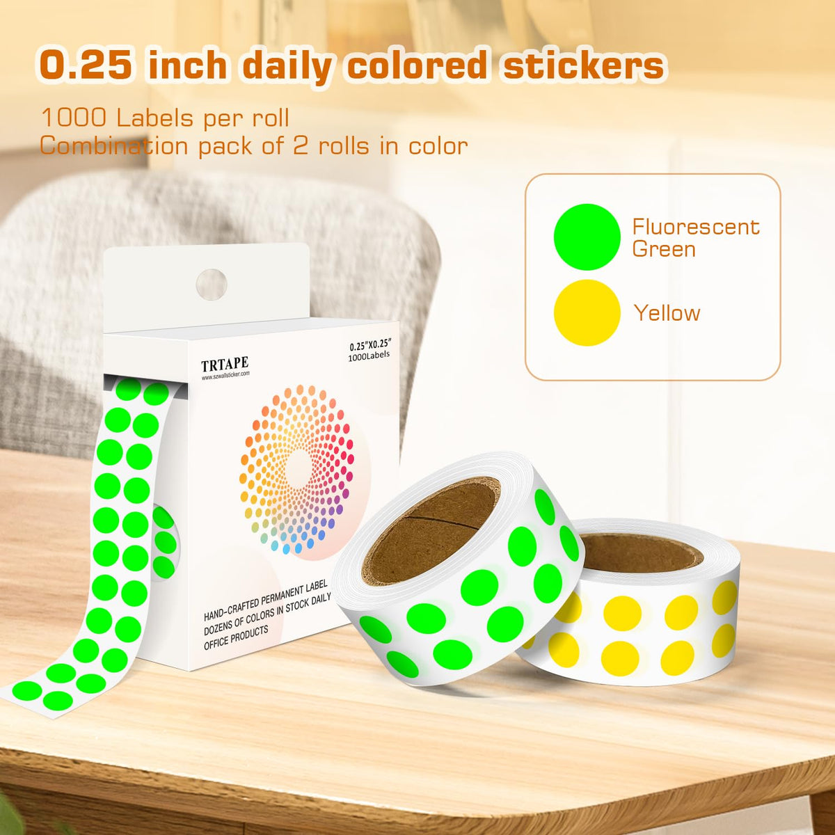 0.25 Inch Small Round Stickers Dot Stickers, 2000 PCS Color Dots