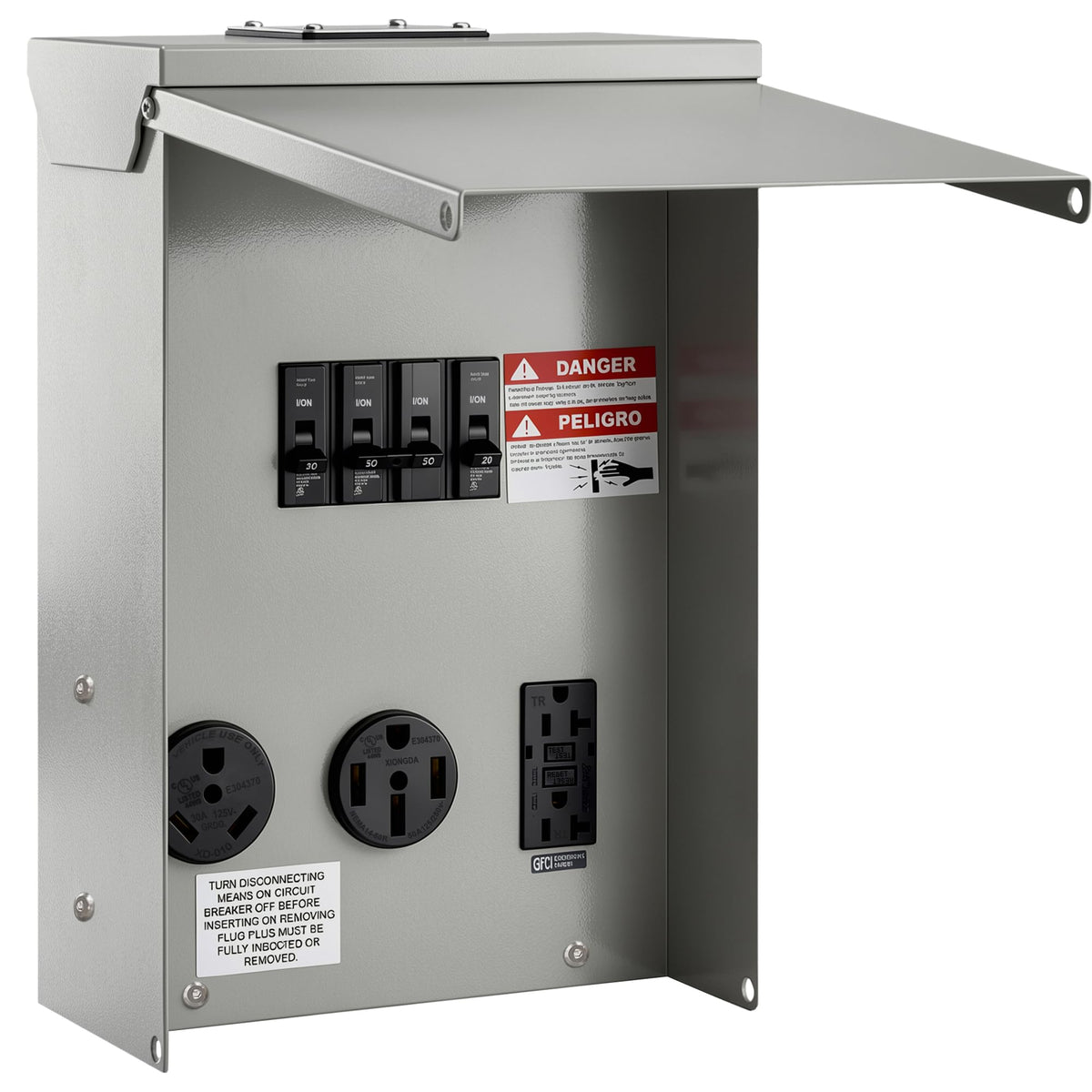 RV Temporary Power Panel, Weatherproof Pre‑Wired Receptacle Box