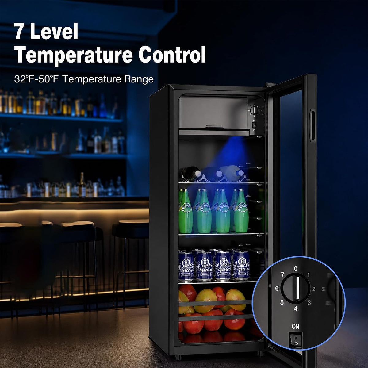 170 Can Beverage Refrigerator, Wine Cooler with 7 Adjustable Thermostat