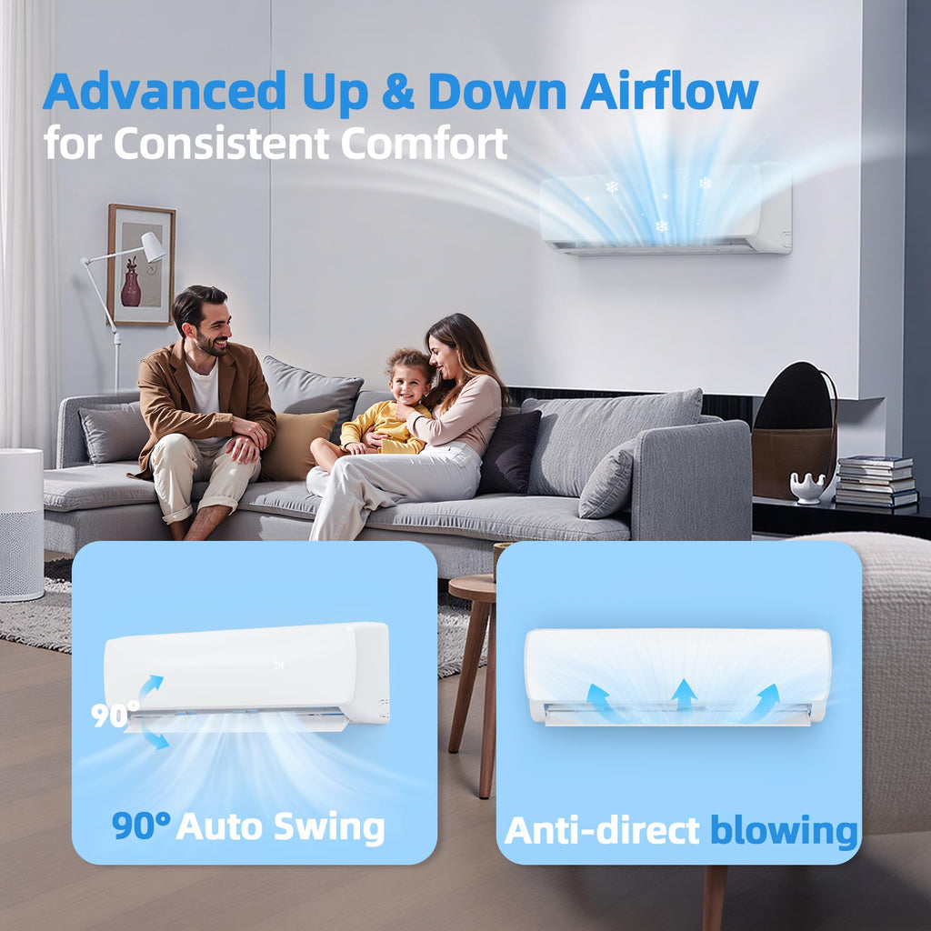 18000BTU Mini Split AC & Heating System, 19 SEER2, 230V