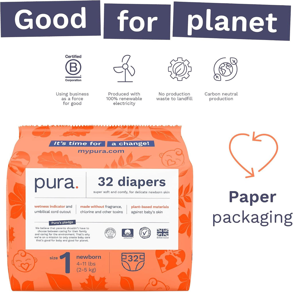 Hypoallergenic Diapers, Size 1 (4-11 lbs), Newborn, Totally Chlorine Free, Wetness Indicator, Suitable for Sensitive