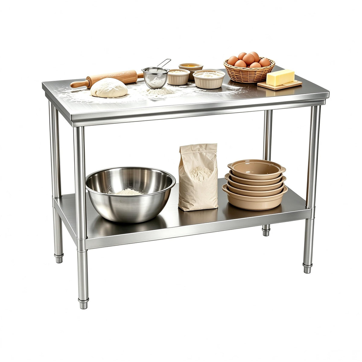 24"x48" Heavy Duty Stainless Steel Work Table with Adjustable Feet