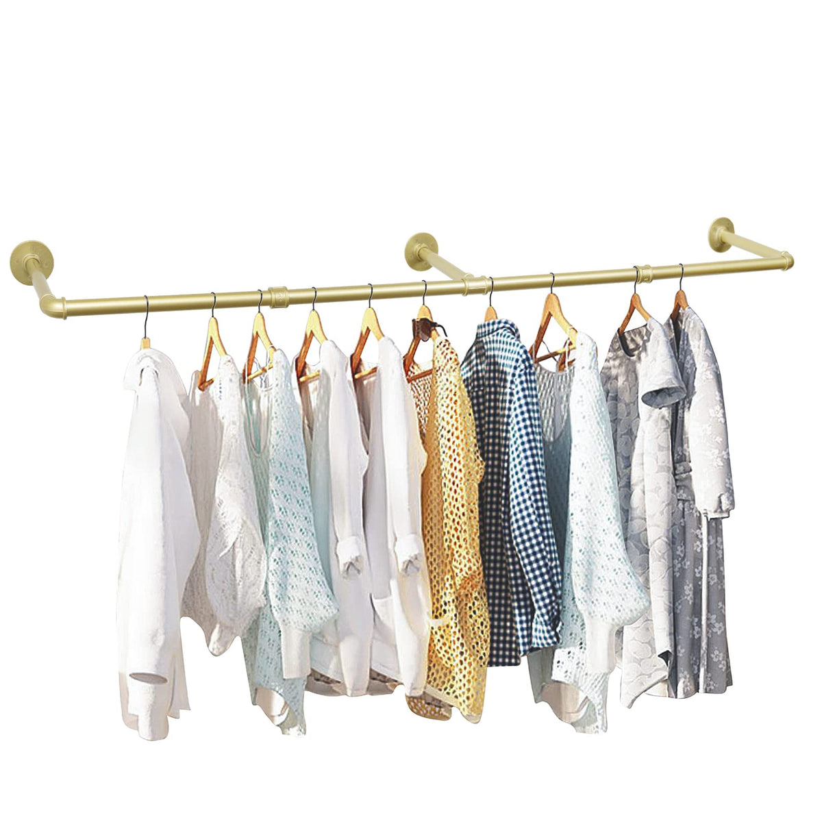 72" Wall Mounted Clothes Rack, Closet Rods for Hanging Clothes