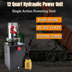 12 Quart Single Acting Hydraulic Power Unit 12V, 3200PSI