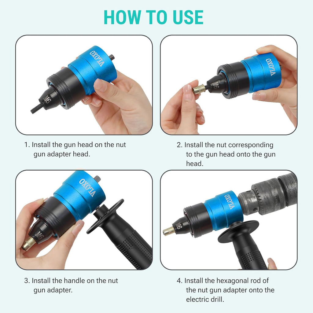 Rivet Nut Drill Adapter for Electric Drill Upgraded Rivet Nutsert Kit