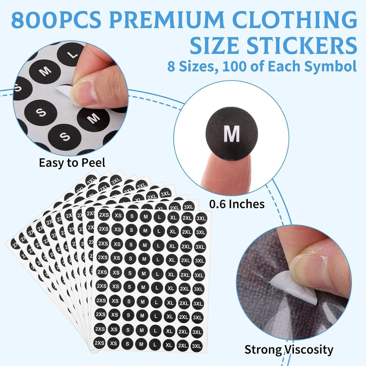 200 Set 10"x13" T-Shirt Packaging Bags with Cardboard Inserts and Clothing Size Stickers, Thick Clear Plastic